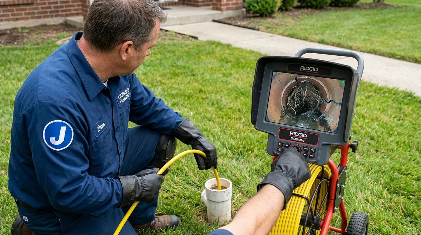 Sewer camera inspection being performed by Johns Plumbing LLC in Centerburg