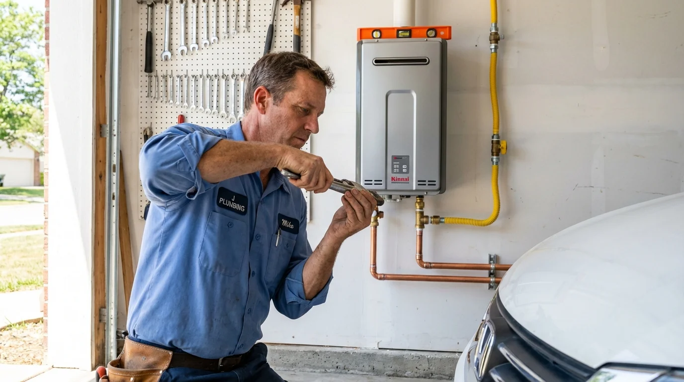 Tankless water heater installation by a Johns Plumbing LLC plumber in Centerburg